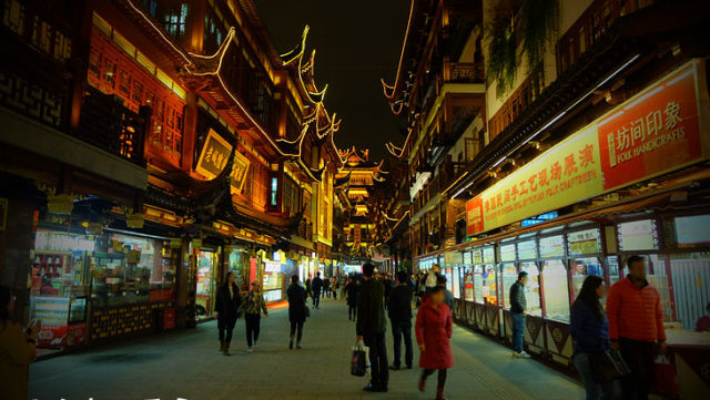 豫園商城、老街の夜景＠上海